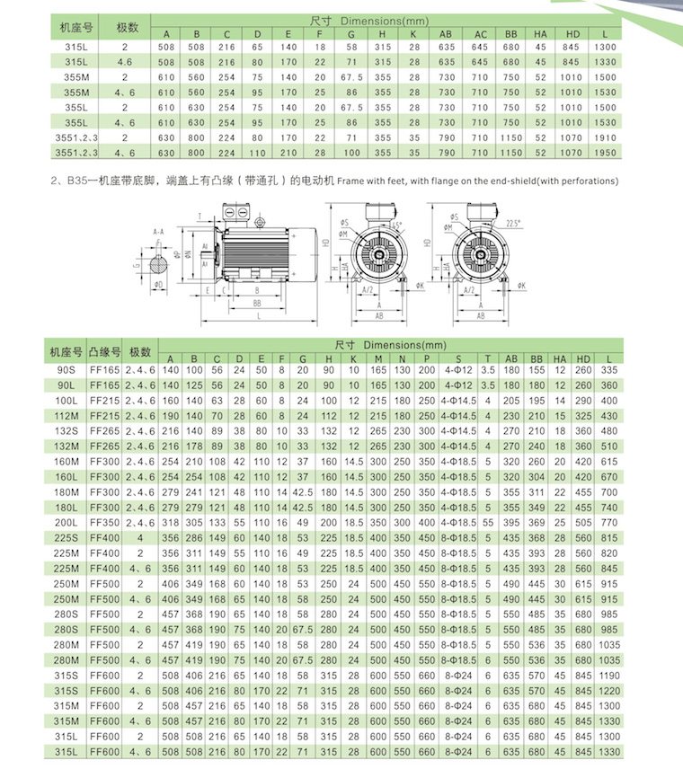 YE3电机安装尺寸3