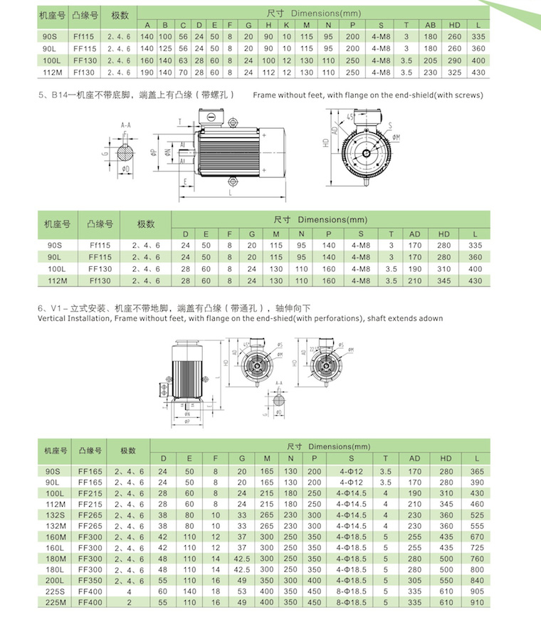 YE3电机安装尺寸5